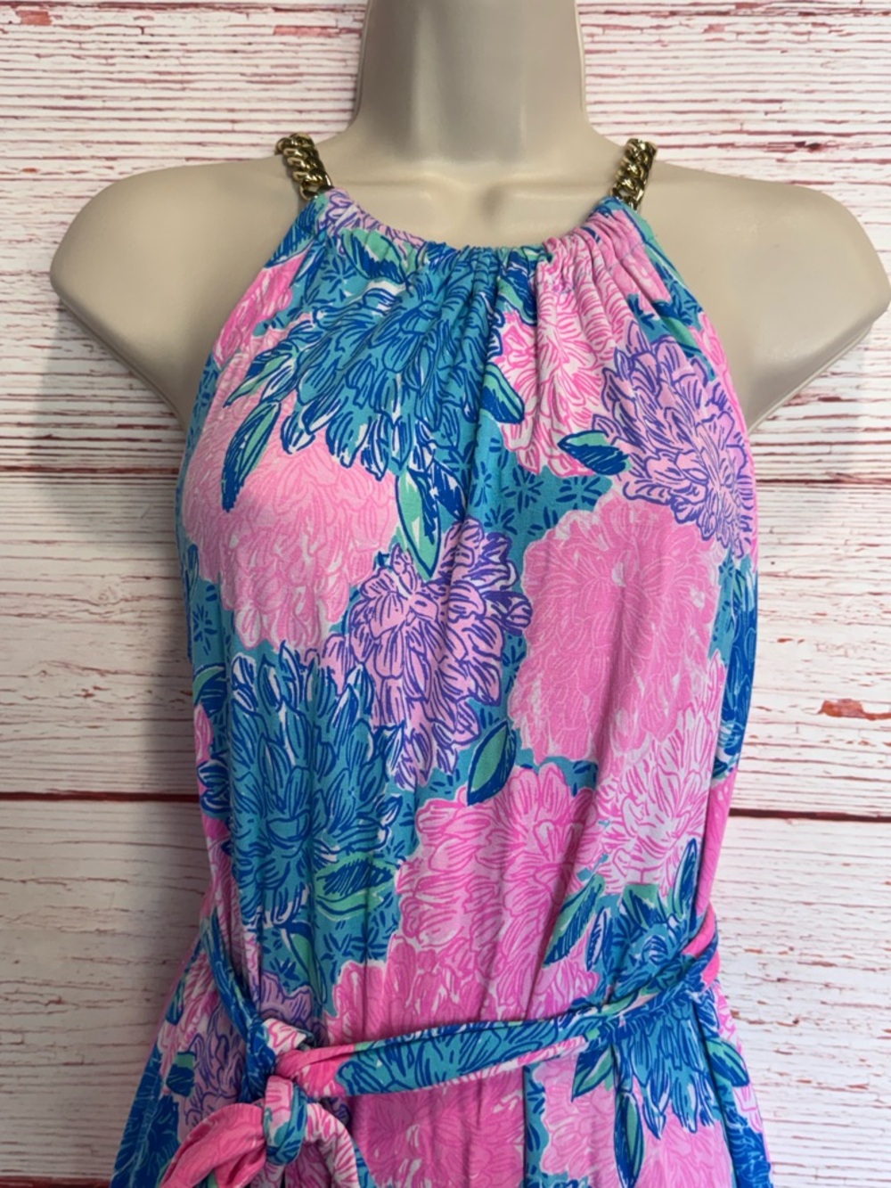Lilly Pulitzer Bingham Halter Midi Dress in Multi Beach House Blooms Sz M - Picture 6 of 16